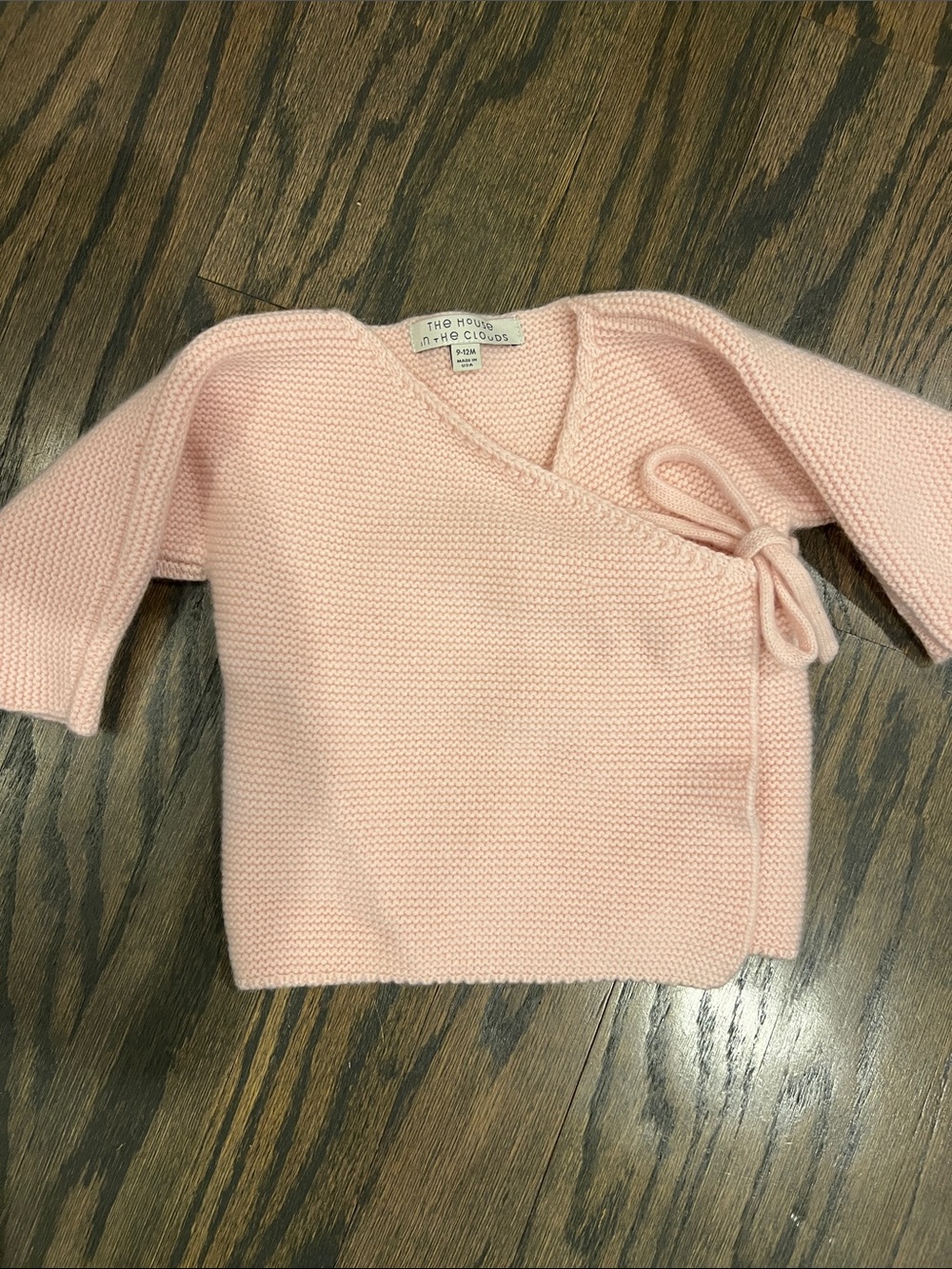 100% Cashmere The House in the Clouds Pink Knit Wrap Sweater 9-12M